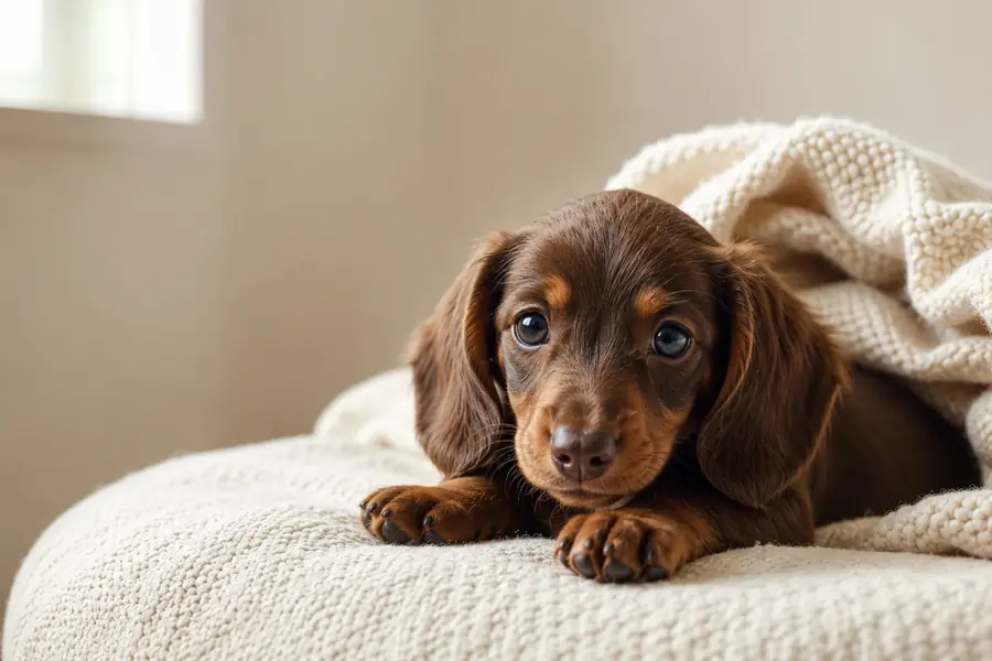 Cozy dachshund puppy
